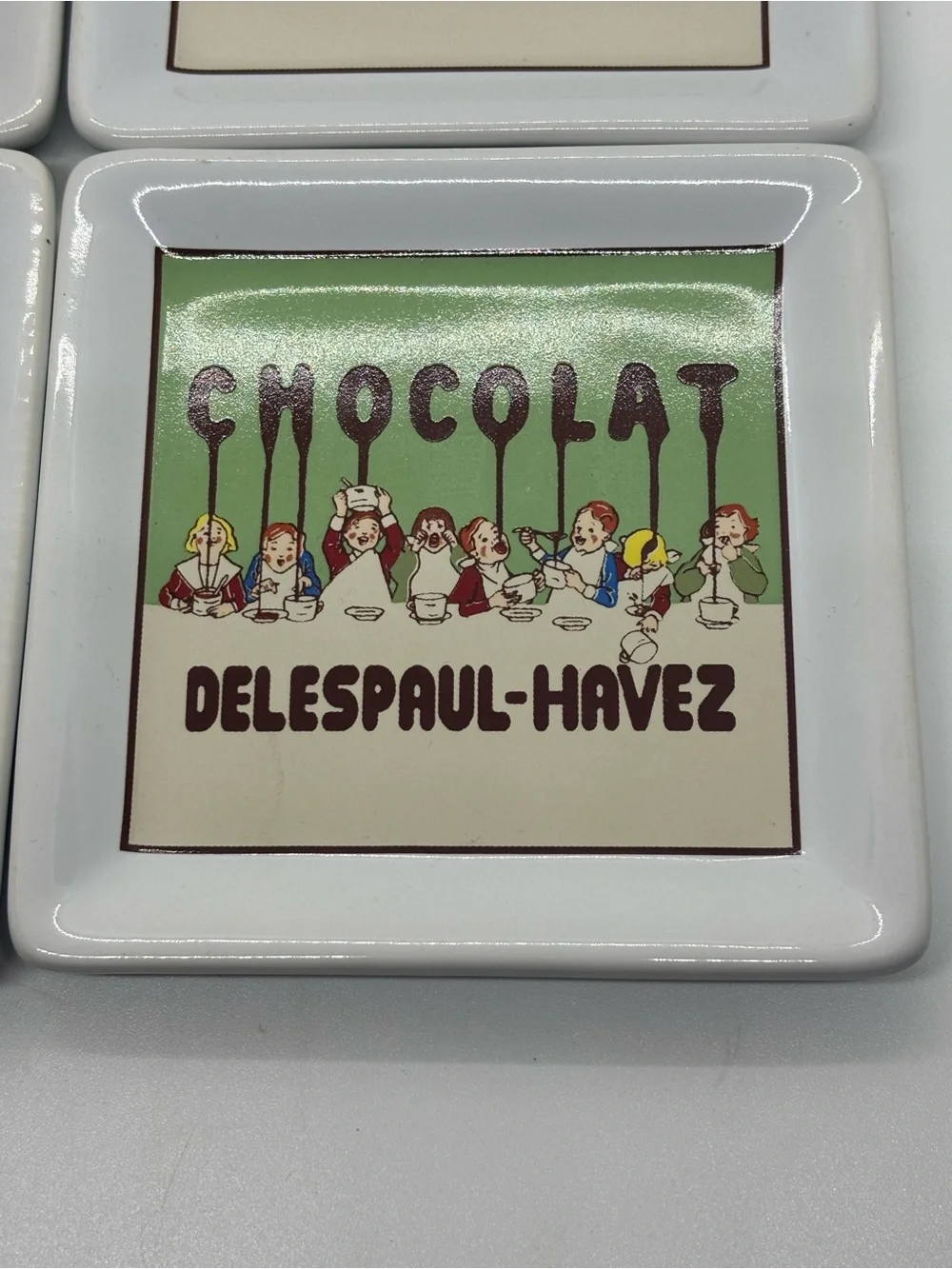 Pottery Barn Chocolate Themed Ceramic Coasters Set of 4
